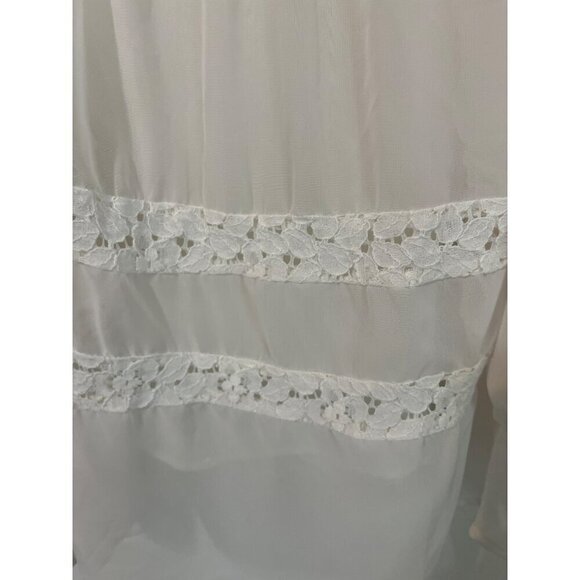 Mudd Sz L Cream White Flowy Blouse with Lace Insets See Through - Picture 3 of 7